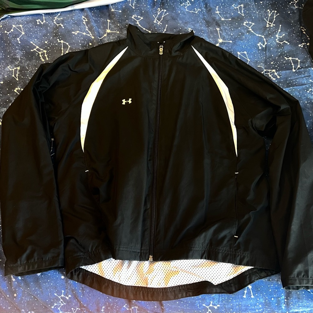 Black & White Under Amour Zip Up Windbreaker